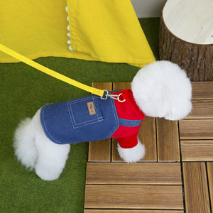<strong>Harness</strong> Denim Dress for Pets Autumn Winter <strong>Wearable</strong> Traction Design Denim Skirt Warm Fashion Dog Cat Outdoor Apparel - Product Image 3
