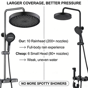 Système de douche pluie de luxe en laiton avec mitigeur bain-douche à poignée unique et design encastré au plafond - Product Image 2