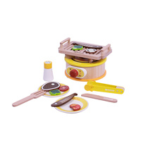 Jeu de simulation de cuisinière et barbecue en bois Muwantu avec ustensiles et accessoires complets pour enfants – Jeu de rôle pour tout-petits