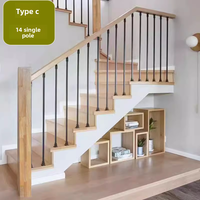 Pegangan Tangga Kayu Solid, Railing Lantai, Pagar Dalam Ruangan, Villa, Rumah Rakit Sendiri, Modern, Mewah Ringan, Pagar Pengaman, Asal Cina