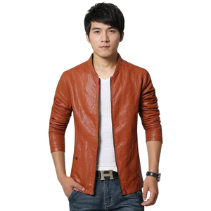 Blouson en cuir matelassé rétro imperméable et écologique pour homme avec col montant, couleur personnalisable – Blousons en cuir d'hiver pour homme - Product Image 1