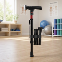 Canne de marche pliable intelligente en aluminium léger avec lumière LED, alarme de chute SOS, poignée massante, étanche, capacité de charge de 300 lb