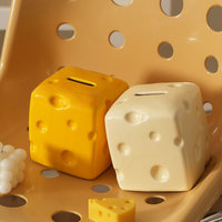 Tirelire en céramique en forme de fromage, boîte à monnaie, tirelire décorative pour la maison, ornement pour enfants, sans possibilité de retirer de monnaie, vente en gros