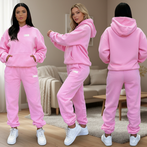 Custom 250g Embroidery Winter Women Tracksuit Thick Fleece Hoodies Jogger Pants Custom 2 Piece Jogger <b>Set</b> Women Casual <b>Set</b> - Product Image 1