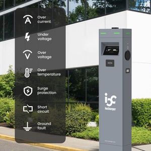 OCPP 2.0.1 Montage au sol double 22kW Type 2 Chargeur EV commercial Station de <span class=keywords><strong>recharge</strong></span> de voiture électrique avec paiement par terminal de point de vente - Product Image 2