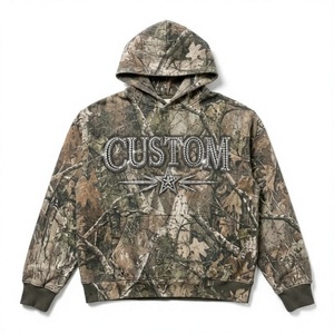 Sweat à capuche personnalisé pour homme, imprimé strass, coupe classique, style hip-hop, en molleton 100 % coton respirant, doublé, pour l'hiver - Product Image 5