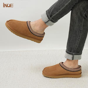 Bottes <span class=keywords><strong>de</strong></span> neige d'hiver décontractées pour hommes Double face en <span class=keywords><strong>peau</strong></span> <span class=keywords><strong>de</strong></span> <span class=keywords><strong>mouton</strong></span> en cuir <span class=keywords><strong>de</strong></span> <span class=keywords><strong>mouton</strong></span> laine doublée <span class=keywords><strong>de</strong></span> fourrure douce imperméable thermique chaussures chaudes ethniques - Product Image 2