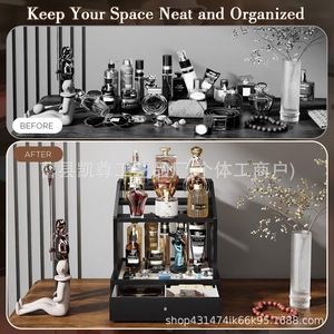 Wooden perfume storage rack, tiered <b>shelf</b>, perfume organizer, cosmetic display rack, jewelry drawer storage box - Product Image 4