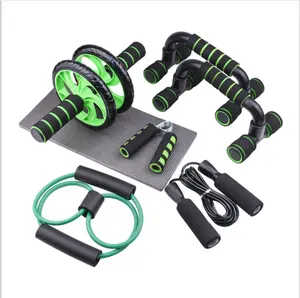 Hot Selling abdominal roller wheel ab 8 shape loop wheel and jump rope suit wheel roller fitness ab jumping rope roller