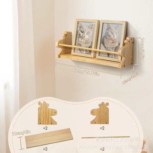 Solid Wood <b>Wall</b> <b>Mounted</b> <b>Shelf</b> For Children's Room Book Storage Rectangle Shape Durable Multipurpose Furniture - Product Image 3