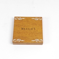 Boîte de rangement carrée en bois pour pièces de monnaie, doublure en daim, 4 supports ronds, logo personnalisé pour l'affichage de pièces commémoratives et l'emballage de cadeaux souvenirs