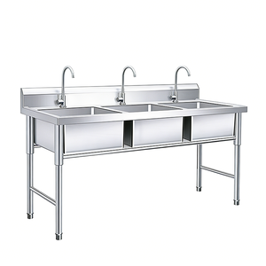 Pia Tripla de Aço Inoxidável 201304 Direto da Fábrica na China, Pia Grande para Buffet e Restaurante - Product Image 1