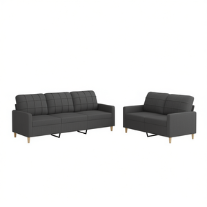 Ensemble de canapés gris foncé 100% polyester, meubles de salon modernes capitonnés - Product Image 1