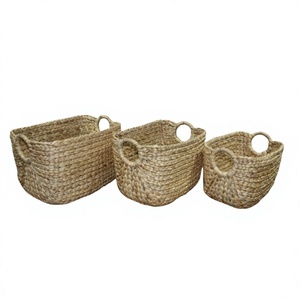 Cestas de Almacenamiento de Alta Calidad en Oferta, Rectangulares, de Jacinto de Agua Natural, con Asas, Organizadores Multiusos - Product Image 3