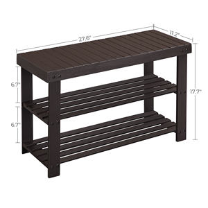SONGMICS Easy Assembly Shoe Display Stand <strong>Bench</strong> <strong>Storage</strong> Organizer 3-tier Stable Bamboo Shoe Rack - Product Image 6