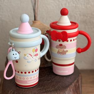 Logotipo personalizado 600ml lindas <span class=keywords><strong>tazas</strong></span> de acero inoxidable caliente y frío Thermoses 20oz vaso para niños con mango - Product Image 2