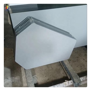 طاولة من الزجاج الدائري المضلع المخصص، رخام مطلي بلون أبيض، قماش رخامي مطلي، زجاج معتم - Product Image 3