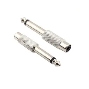 2 kutuplu 3 kutuplu Stereo 6.35mm erkek tak RCA dişi adaptör jak Metal nikel kaplama 1/4 "fiş RCA ses dönüştürücü konektörü