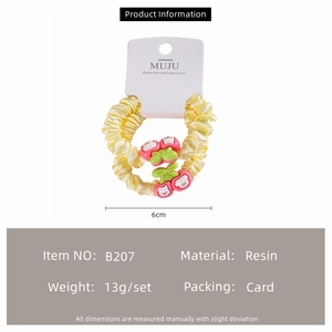 MUJU B207 2 Piezas Lazos para el Cabello para Niñas, Lindos, de Satén Plisado de 6cm, con Dijes de Resina de Animales de Dibujos Animados, Bandas Elásticas para el Cabello, Listos para Venta al por Menor - Product Image 6