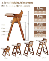 Chaise haute en bois avec plateau bébé chaise haute enfants tabouret haut chaise de salle à manger pour bébés et tout-petits Portable