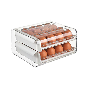 32 compartment egg storage drawer <b>container</b> for <b>refrigerators</b>, transparent double-layer egg storage rack wholesale - Product Image 5