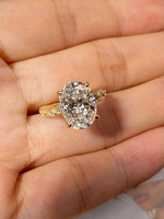 Bague HELE ovale en diamant cultivé, sertie de griffes, synthétisée en laboratoire, faite à la main, haut de gamme, pour femme, en forme d'œuf de pigeon
