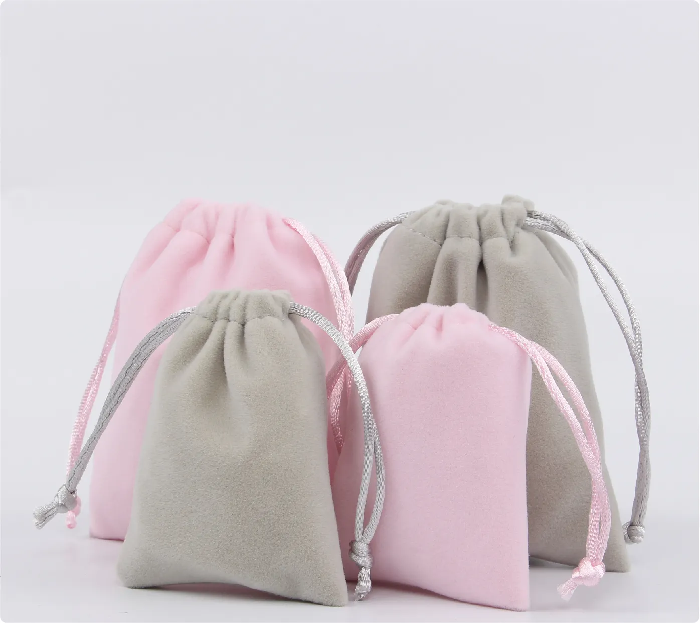 Logo promotionnel sac à cordon cadeau toile emballage sacs à cordon couleur claire velours outil de maquillage sac à cordon