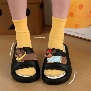 XIXITIAO divertido colorido EVA Fondo suave mujer salchicha perro para zapatillas estilo plataforma verano antideslizante hogar al aire libre Sandalias planas - Product Image 1