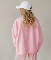 Sweat-shirt réversible à col montant pour femme, imprimé double face motif lettres et pois, coupe oversize rose, personnalisable, grandes tailles