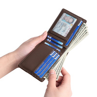Dompet Kulit Crazy Horse Model Vintage untuk Pria, Dompet Lipat Dua Horizontal dengan 9 Slot Kartu, Tersedia Kustomisasi Grosir