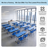 Ensemble de bureau et chaise réglables en plastique PE creux avec tiroir, mobilier de classe empilable pour salle de formation scolaire et étude