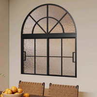 Fenêtre à battant de style français avec verre trempé, design arche et grille, pour maison