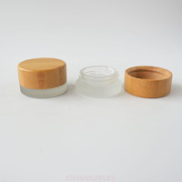 Pot de crème 5g en verre dépoli avec couvercle en bambou naturel, petit format, portable pour voyage, emballage cosmétique pour soins de la peau, beurre corporel, baume à lèvres, huile, en vrac