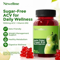 Super Septembre : Nouvelles Gommes au Vinaigre de Cidre de Pomme Newellme avec B12 et Multivitamines pour la Perte de Poids – 60 Unités, Faible Teneur en Sucre, Sans Gluten, Végétaliennes