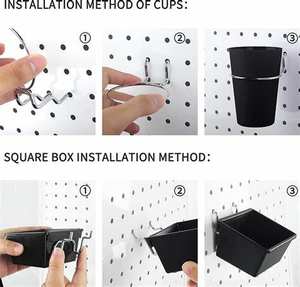 Étagères métalliques à fonctions multiples Peg Wall Gym Hanging On Concrete Wall Best Pegboard For Tools With Bacs - Product Image 6