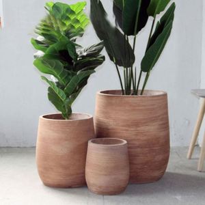Macetas de Jardín Ovaladas de Hormigón de Gran Tamaño, Macetas para Plantas de Interior y Exterior - Product Image 1