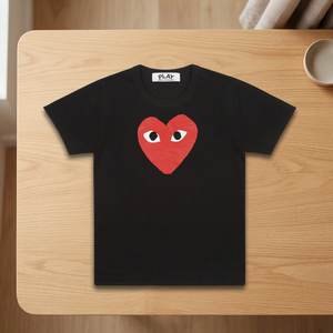 T-shirt à manches courtes en jersey 100% coton pour homme Comme Des Garçons PLAY, respirant, streetwear, logo brodé, 280 grammes, noir - Product Image 2