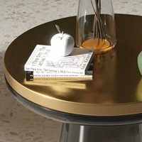 Nordique De Luxe Moderne Salontafel Couchtisch Marbre Top End Coffes Table Ensemble Canapé Côté Ronde En Verre Table Basse