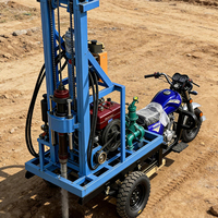 Équipement de forage mobile à trois roues, machine de forage portable pour l'alimentation en eau communautaire