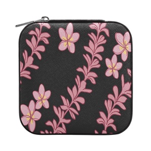 Hawaii Pink Flower <b>Mini</b> Gift Necklace Ring PU Leather <b>Storage</b> <b>Box</b> Jewelry Case Organizer Travel Custom Velvet Jewelry <b>Box</b> - Product Image 2