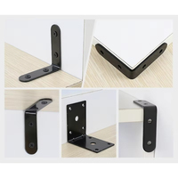 Support d'angle carré en fer épaissi noir en forme de L pour meubles, armoire, table et chaise