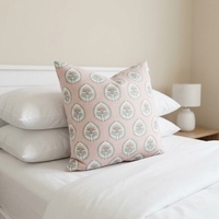 Housse de coussin en coton botanique rose pâle, motif floral vintage, pour chambre à coucher, canapé, décoration intérieure