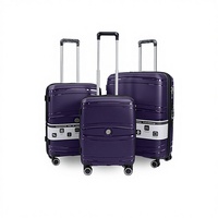 Ensemble de bagages incassables en PP, 3 pièces, vente en gros d'usine, 20, 24, 28 pouces, légers, valises de voyage modernes, double roulettes pivotantes