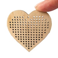 Kit de bricolage en bois pour broderie au point de croix, avec pendentifs en forme de cœur et d'hibou découpés au laser, étiquettes en contreplaqué naturel