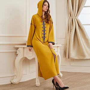 2022 müslüman moda kapşonlu el dikişli elmas Kaftan Marocain parti ince görünüm egzotik arap elbise bayanlar kurtis - Product Image 3
