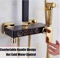 Système de douche moderne pour salle de bain Senducs, mitigeur chaud/froid en laiton poli, ensemble de douche thermostatique effet pluie, ensembles de robinetterie de baignoire dorée