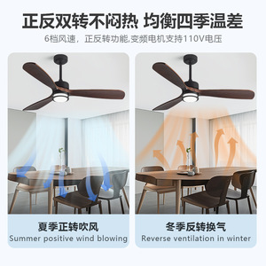 <b>Ceiling</b> <b>Fan</b> Light With Walnut Wood Blades 220V LED Flush Mount For Living Room And Dining Room - Product Image 3