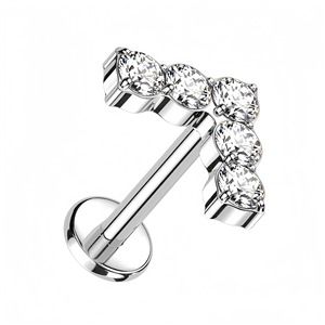 Pendiente de Titanio G23 en Forma de V con Incrustaciones de Zirconia, Diseño Geométrico, Joyería para Piercing - Product Image 5