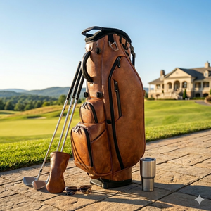 Bolsa de <span class=keywords><strong>Golf</strong></span> Impermeable de Cuero PU Vintage con Sistema de Doble Correa, Bolsa de Transporte Ligera para Pitching y <span class=keywords><strong>Putt</strong></span> para Golfistas Profesionales - Product Image 2