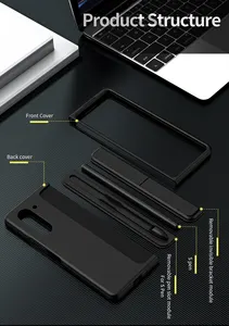 Casing pelindung 2 in 1 untuk Samsung Z Fold 3/4/5, casing ponsel dengan dudukan tidak terlihat dan Slot pena